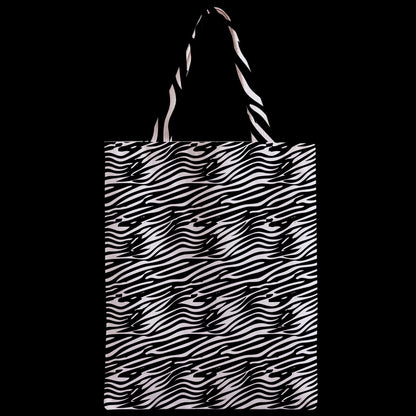 Zipper Classic Tote Bag Black Stripes