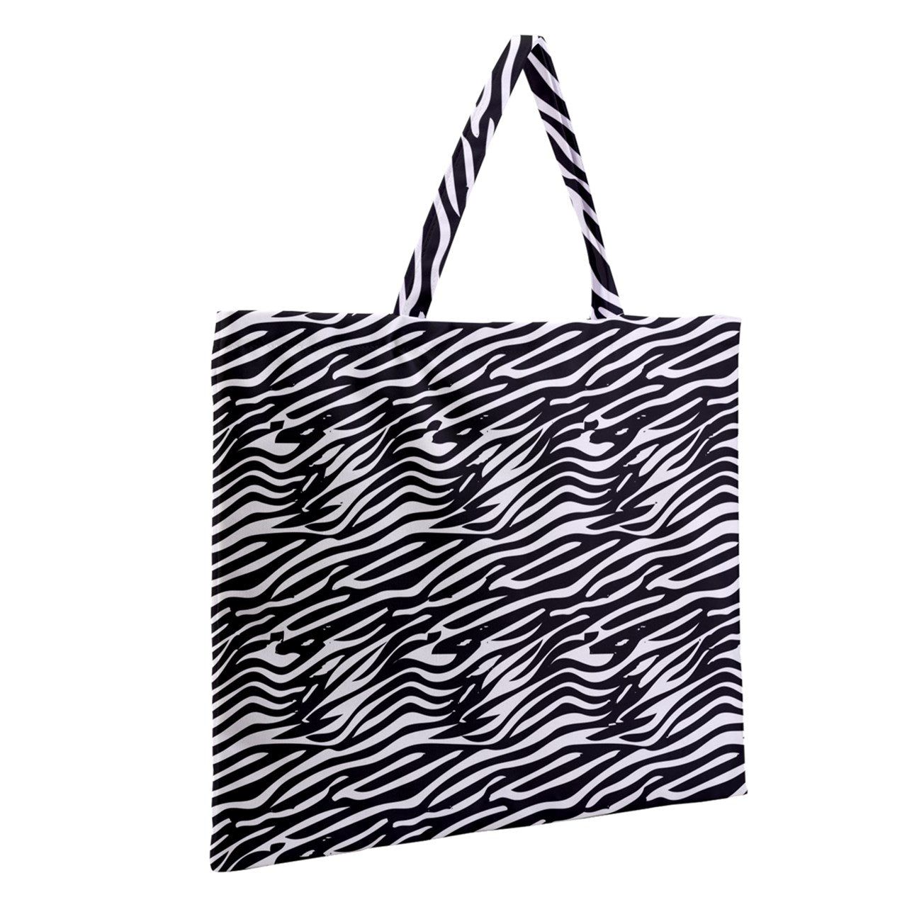 Zipper Large Tote Bag Black Stripes