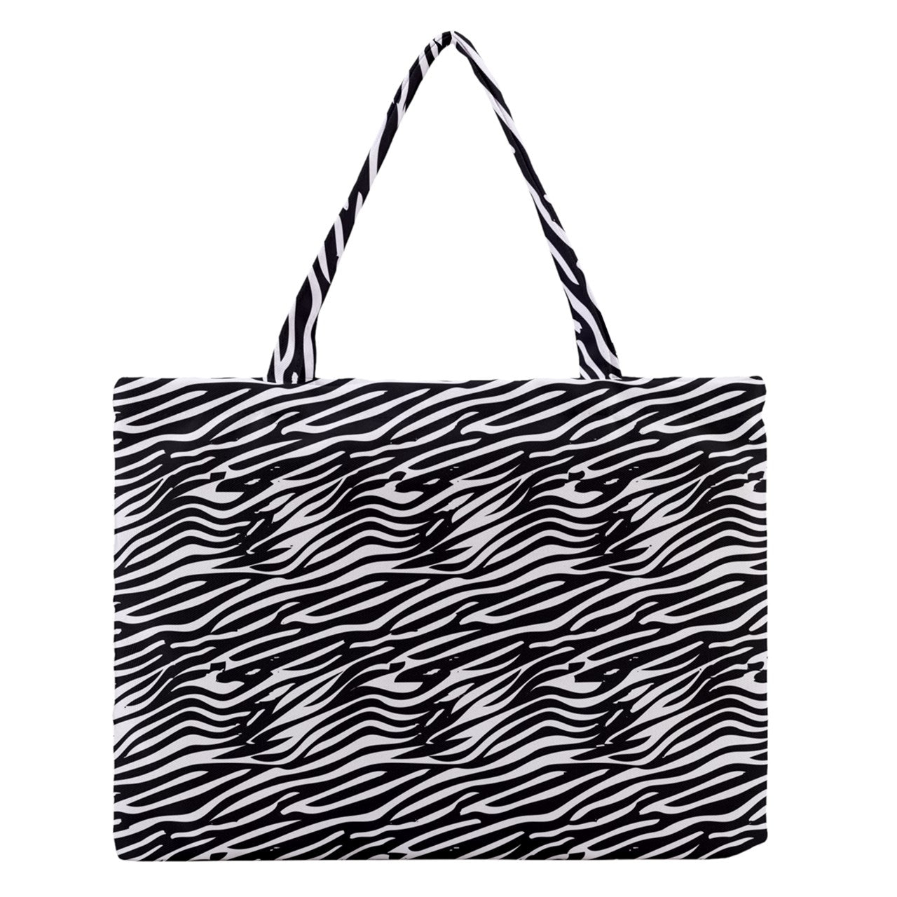 Zipper Medium Tote Bag Black Stripes