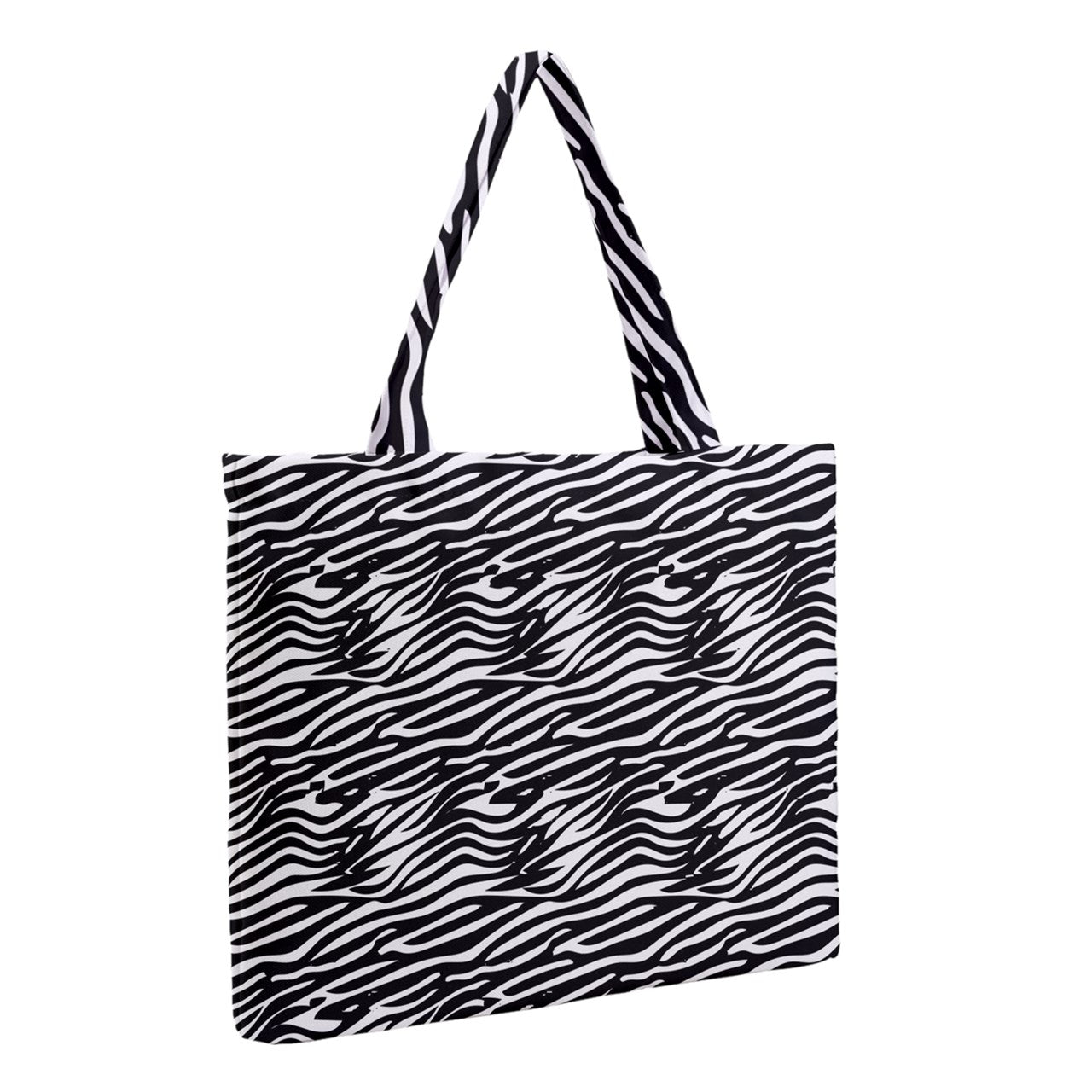 Zipper Medium Tote Bag Black Stripes