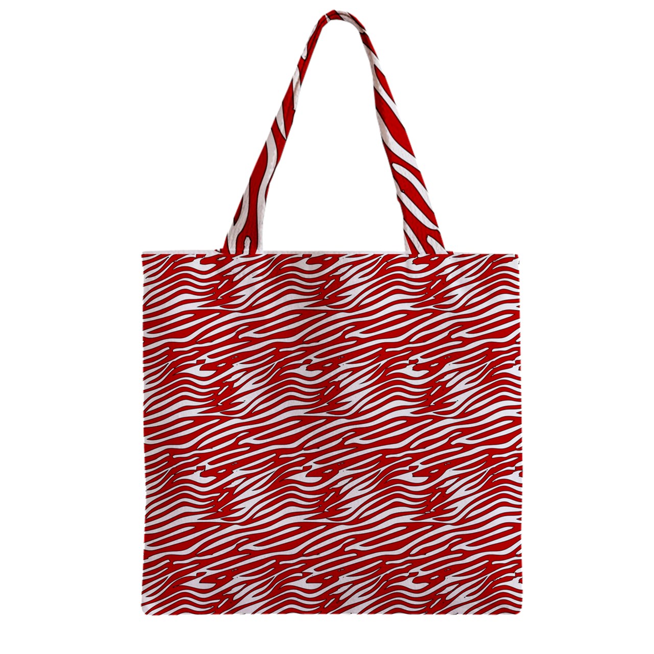 Zipper Grocery Tote Bag Red Stripes