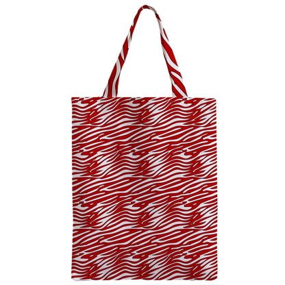 Zipper Classic Tote Bag Red Stripes