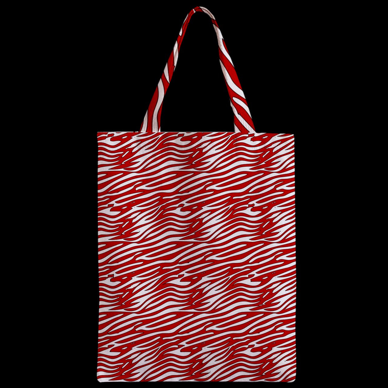 Zipper Classic Tote Bag Red Stripes