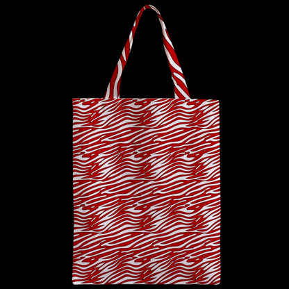 Zipper Classic Tote Bag Red Stripes