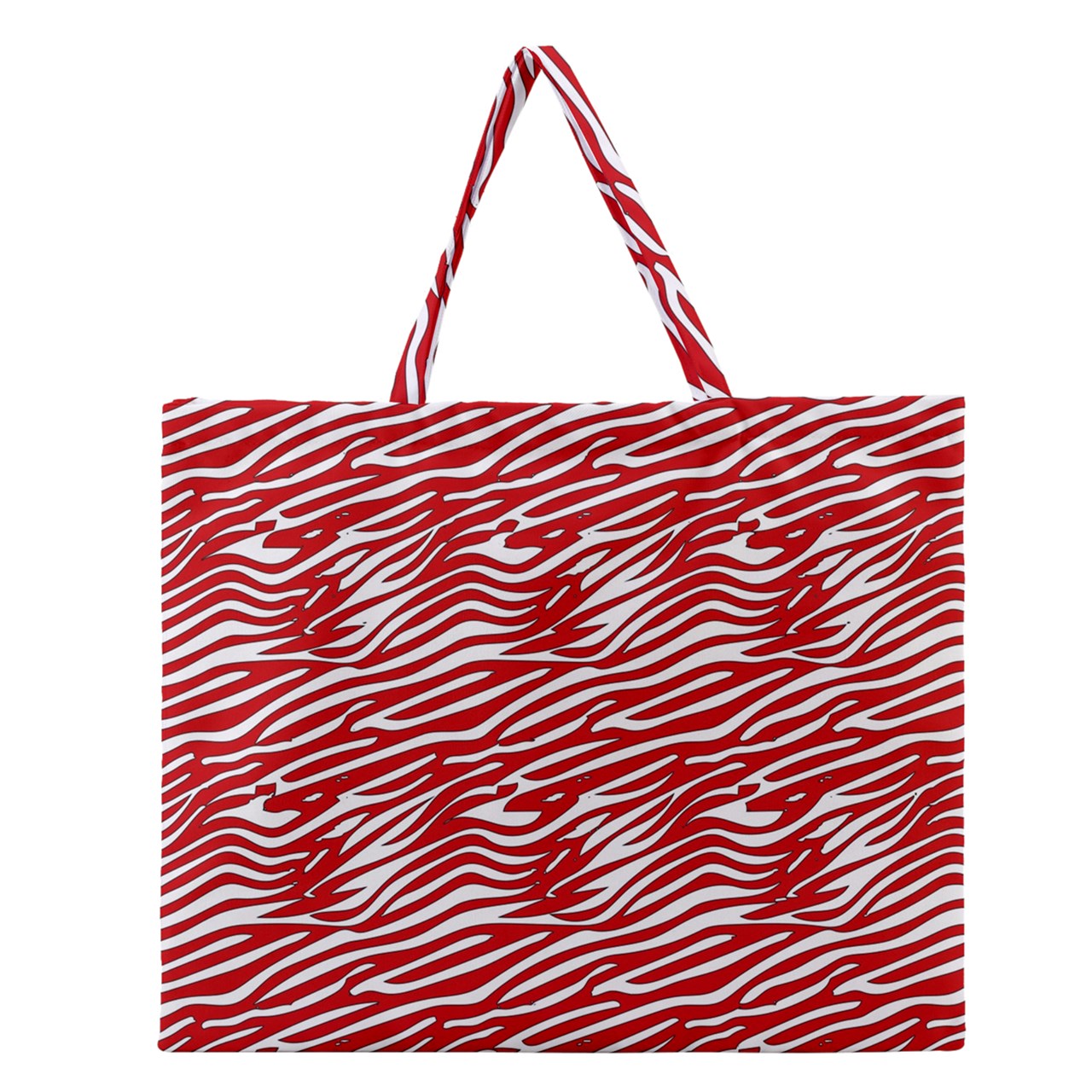 Zipper Large Tote Bag Red Stripes