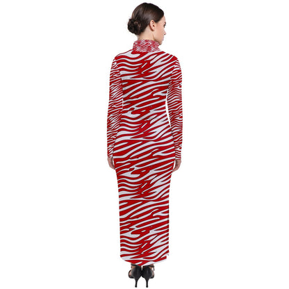 Turtleneck Maxi Dress Red Stripes