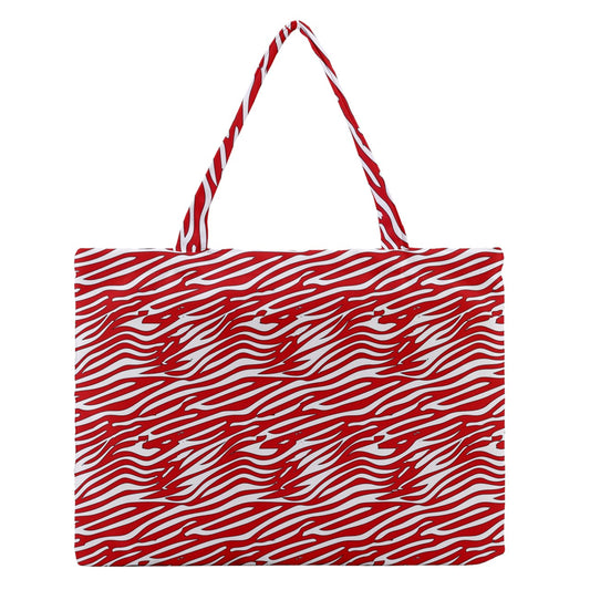 Zipper Medium Tote Bag Red Stripes