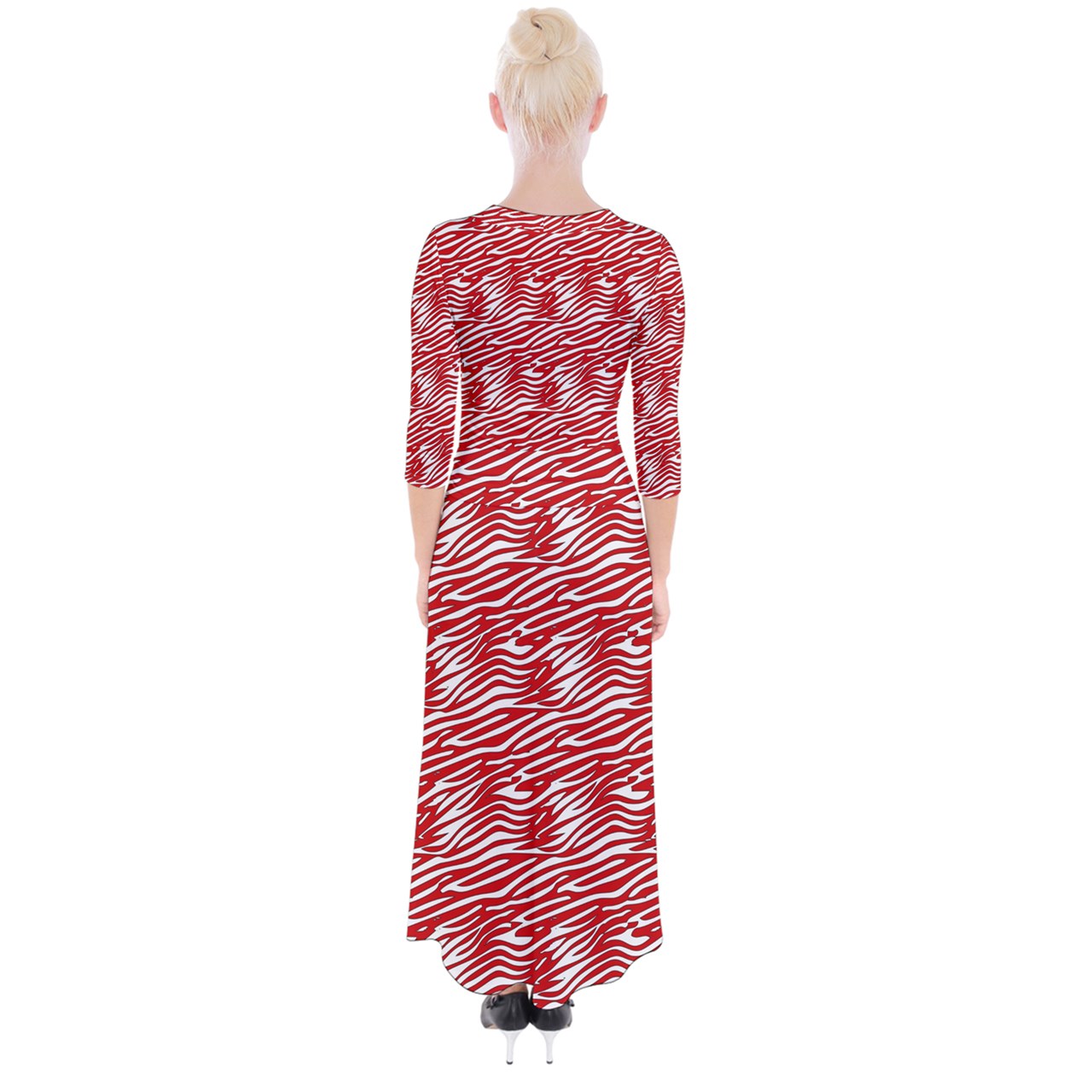 Quarter Sleeve Wrap Maxi Dress Red Stripes