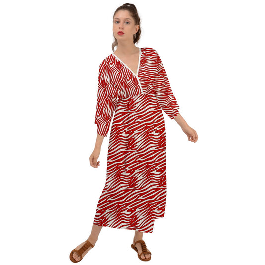 Grecian Style Maxi Dress Red Stripes