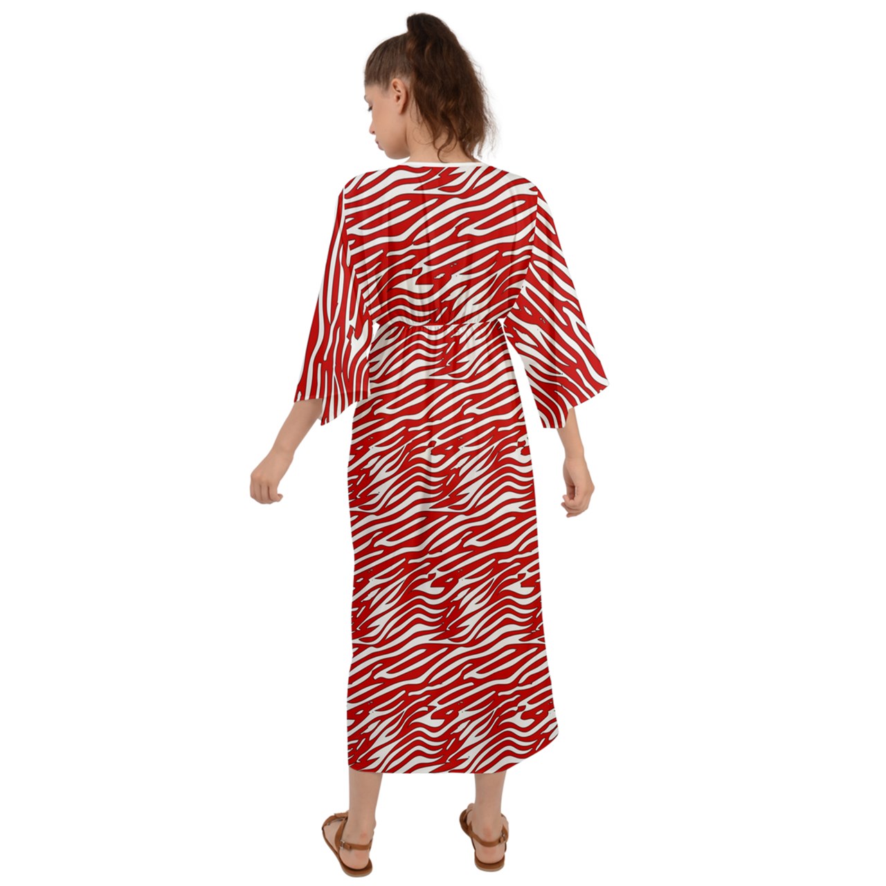 Grecian Style Maxi Dress Red Stripes