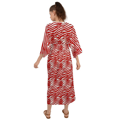 Grecian Style Maxi Dress Red Stripes