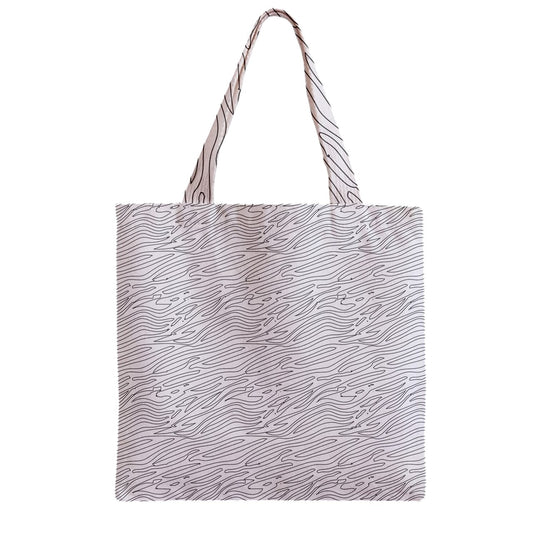 Zipper Grocery Tote Bag White Stripes