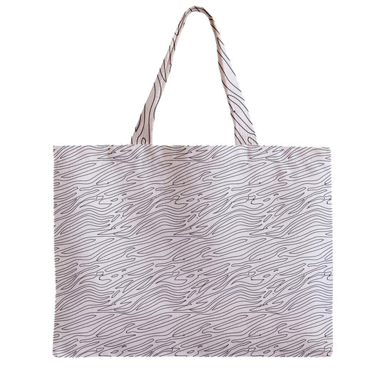 Zipper Mini Tote Bag White Stripes