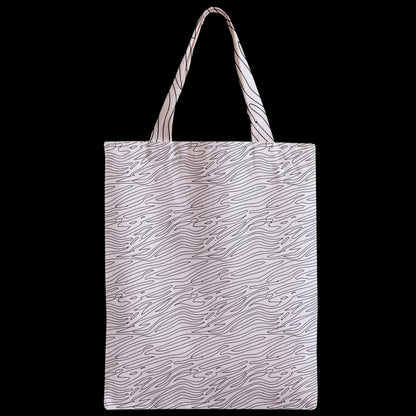 Zipper Classic Tote Bag White Stripes