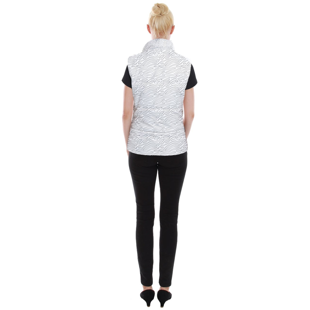 Women's Button Up Vest White Stripes
