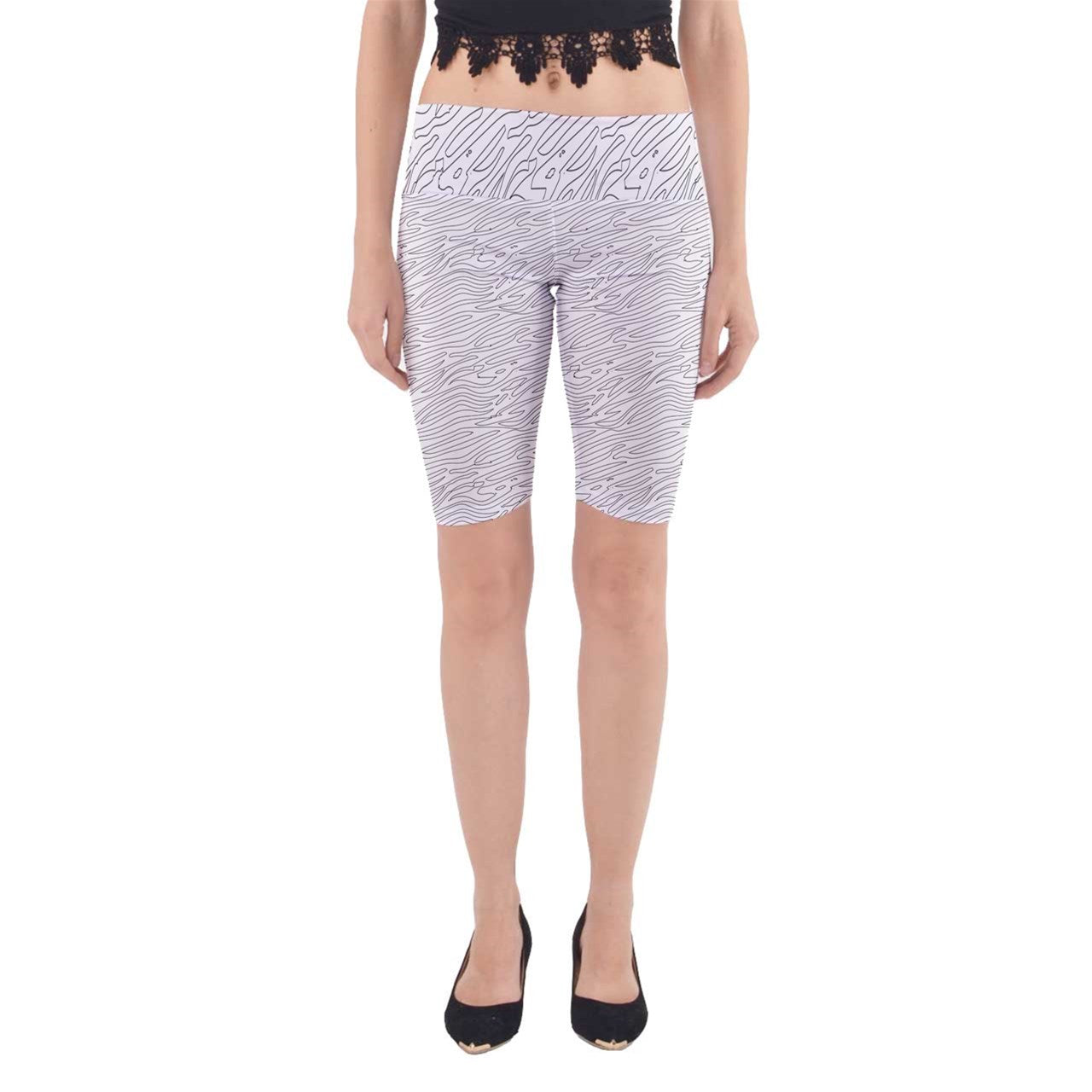 Yoga Cropped Leggings White Stripes