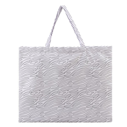 Zipper Large Tote Bag White Stripes