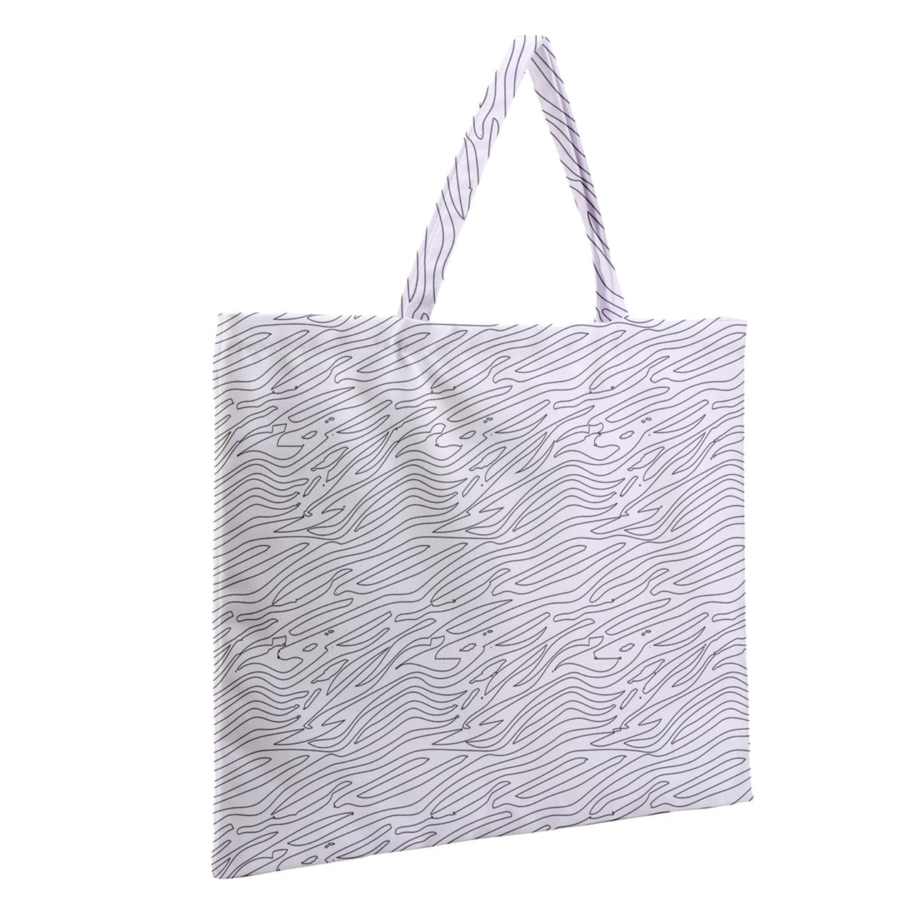 Zipper Large Tote Bag White Stripes