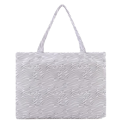 Zipper Medium Tote Bag White Stripes