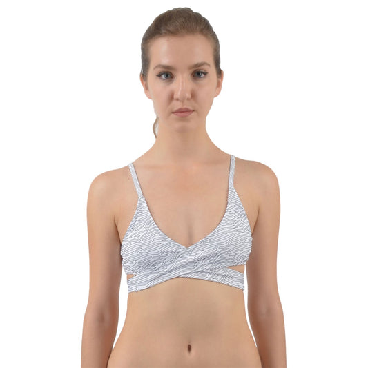 Wrap Around Bikini Top White Stripes