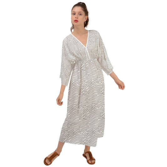 Grecian Style Maxi Dress White Stripes