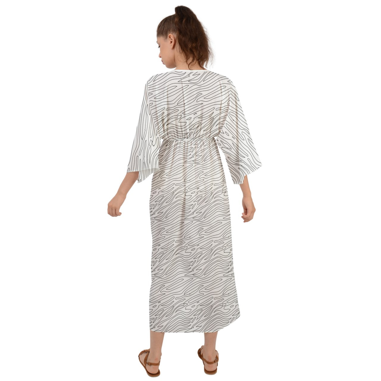 Grecian Style Maxi Dress White Stripes