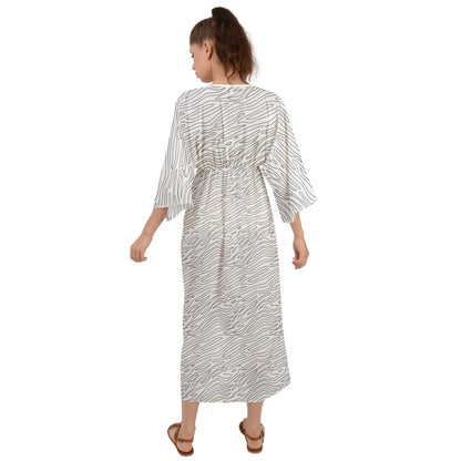 Grecian Style Maxi Dress White Stripes