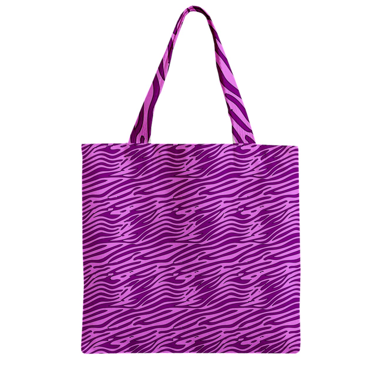 Zipper Grocery Tote Bag Pink and Purple Stripes