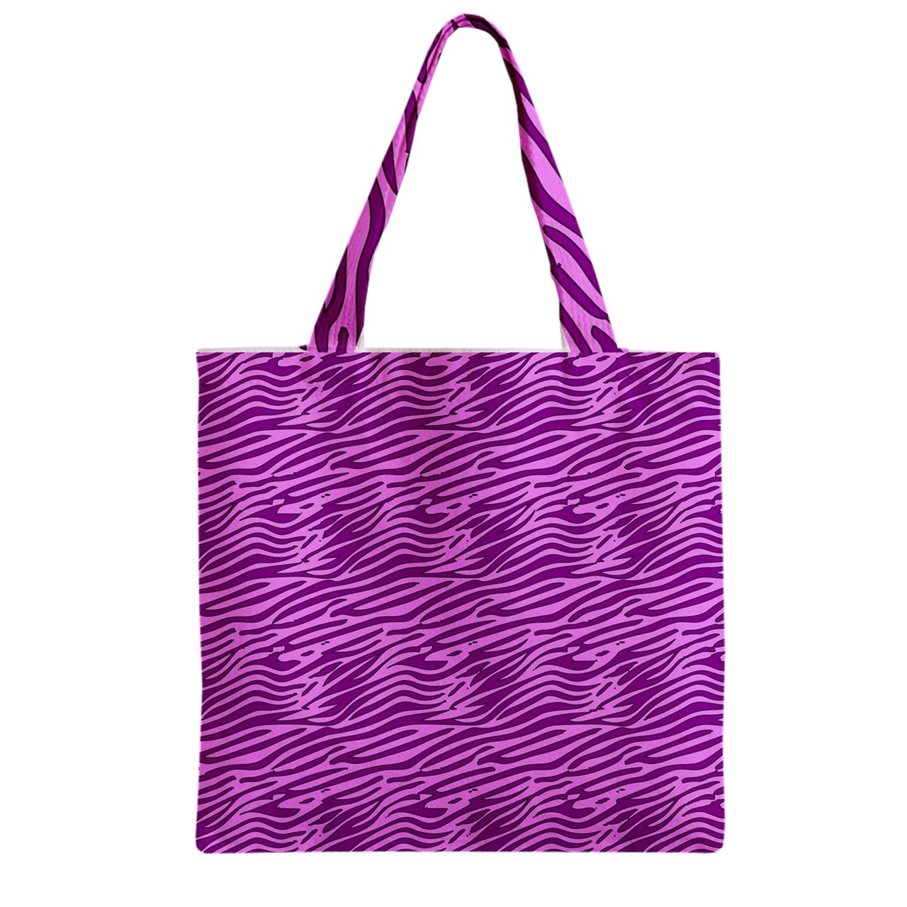 Zipper Grocery Tote Bag Pink and Purple Stripes