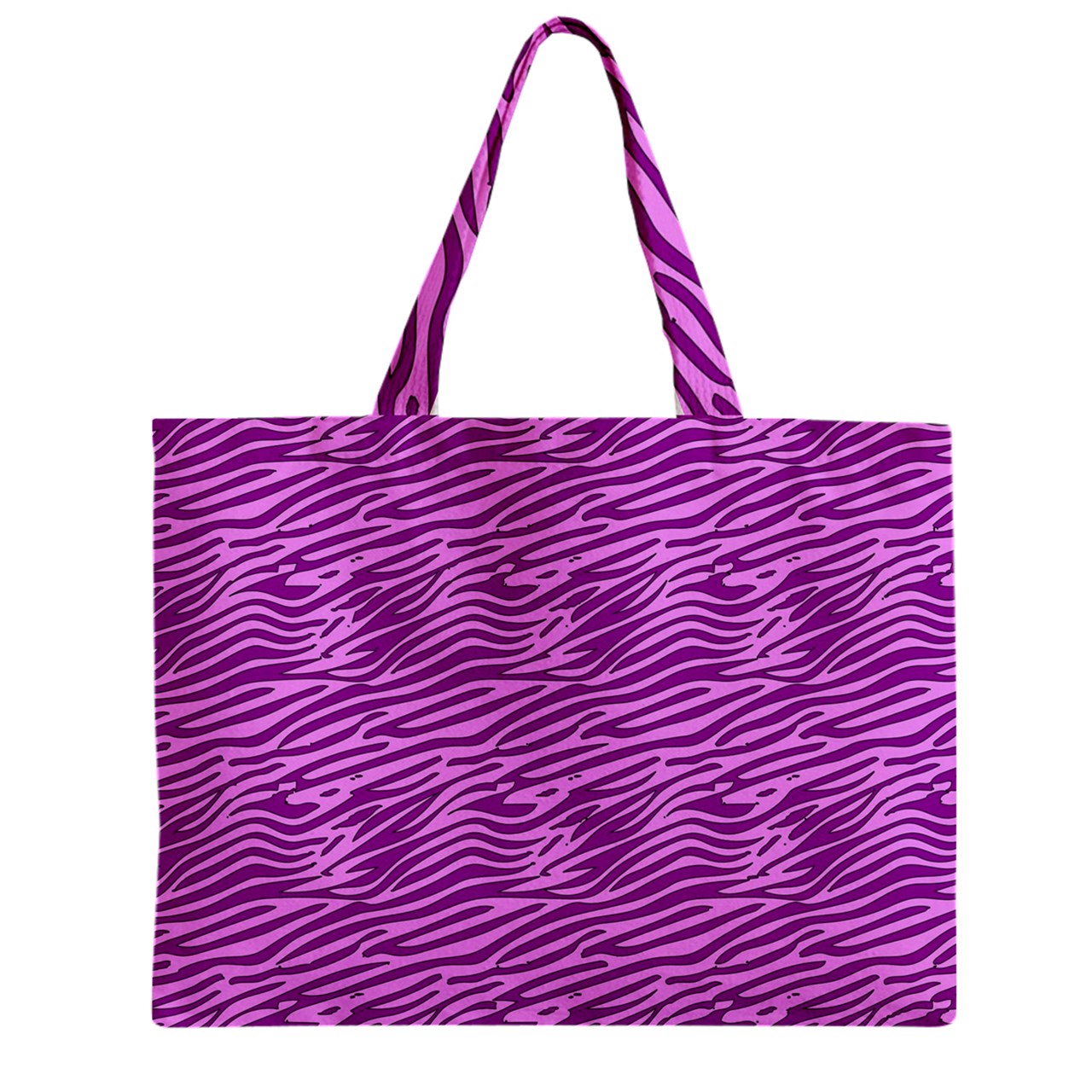 Zipper Mini Tote Bag Pink and Purple Stripes