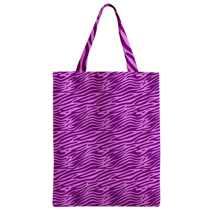 Zipper Classic Tote Bag Pink and Purple Stripes