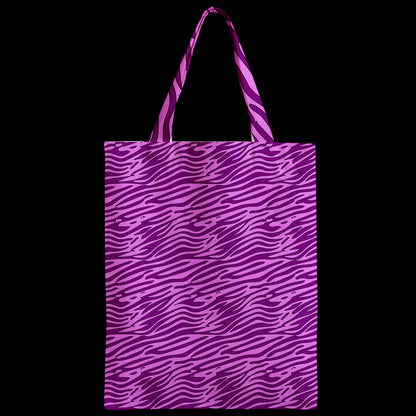 Zipper Classic Tote Bag Pink and Purple Stripes