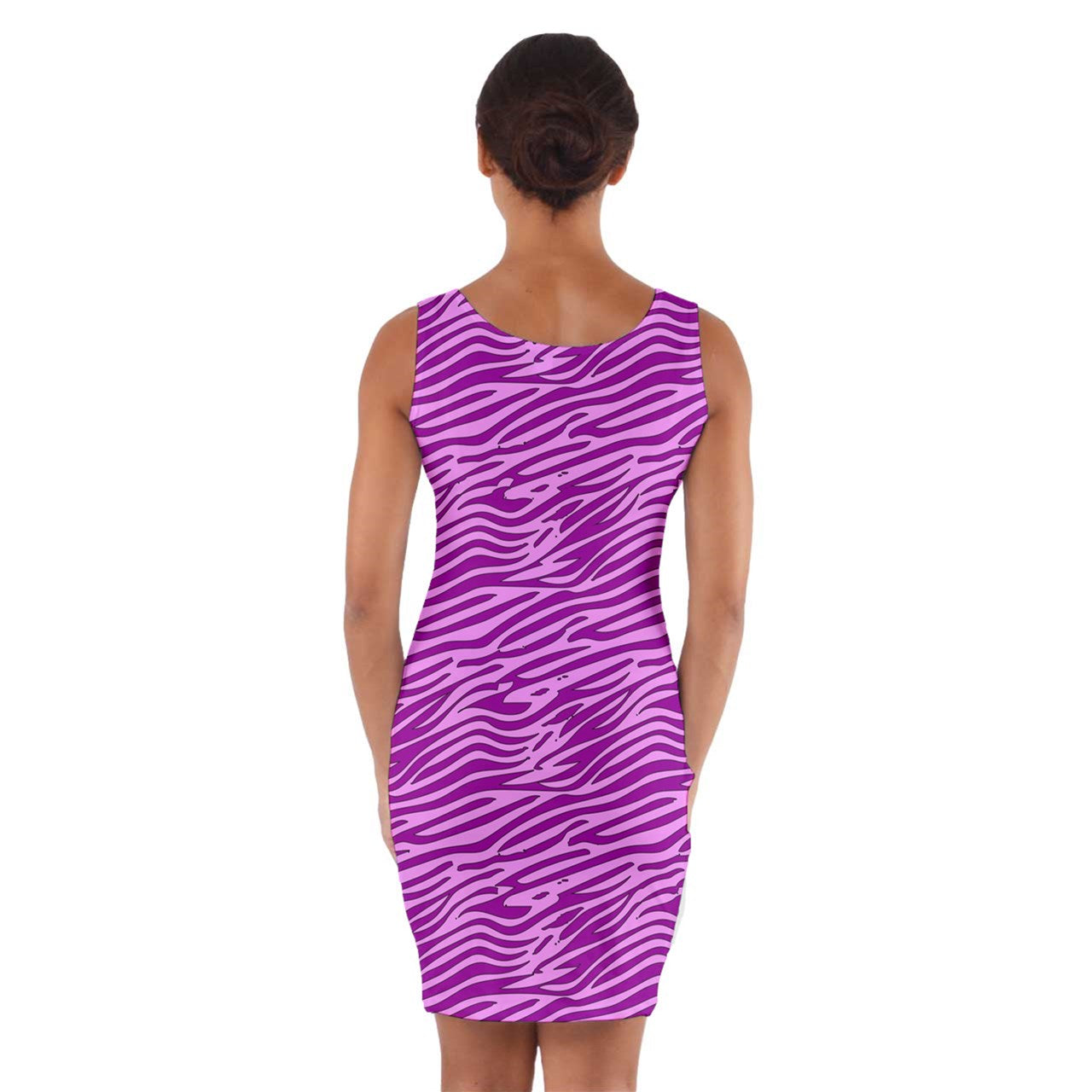 Wrap Front Bodycon Dress Pink and Purple Stripes