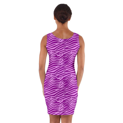 Wrap Front Bodycon Dress Pink and Purple Stripes