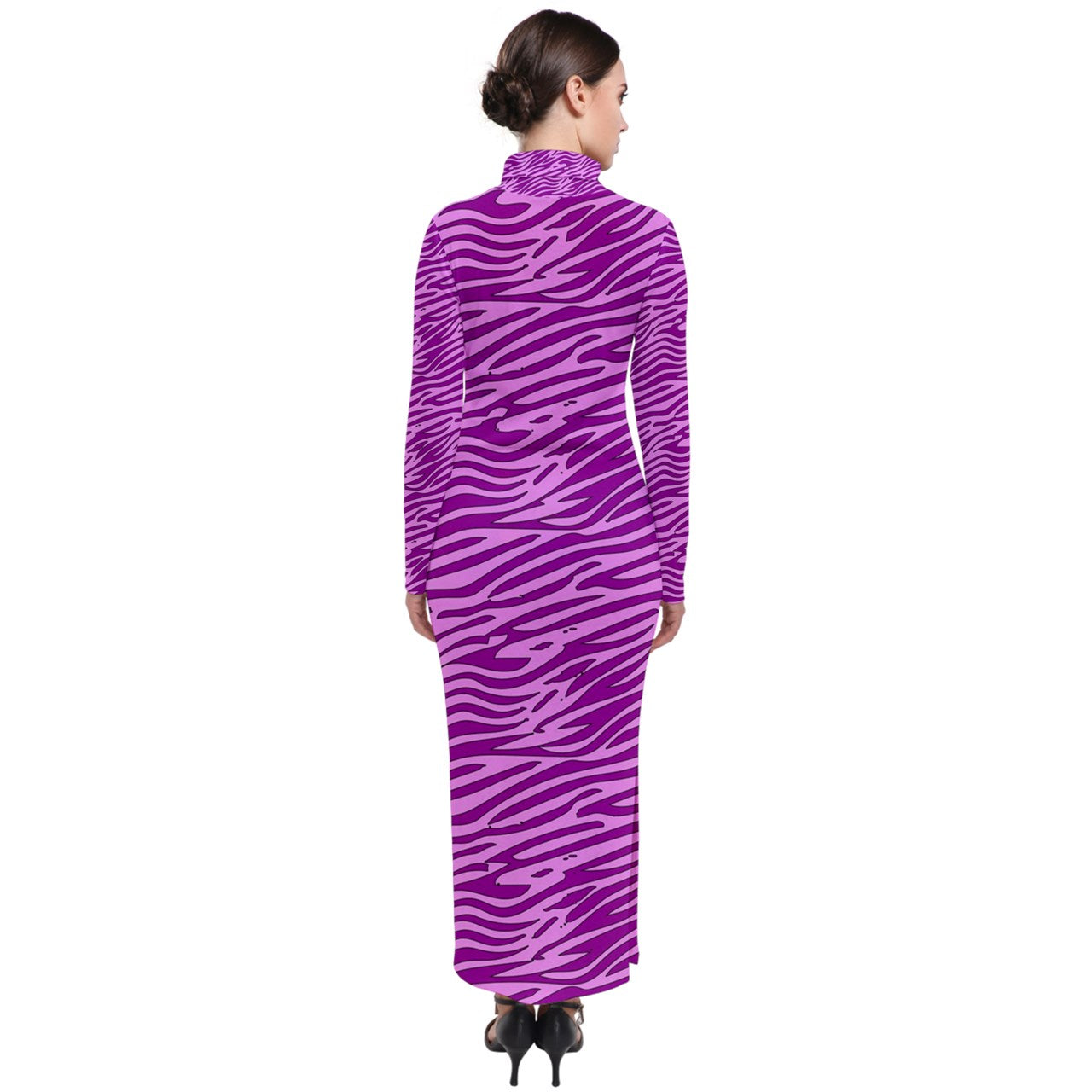 Turtleneck Maxi Dress Pink and Purple Stripes