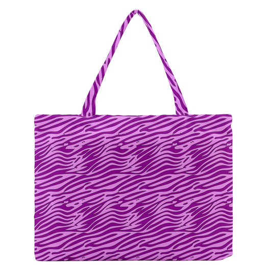 Zipper Medium Tote Bag Pink and Purple Stripes