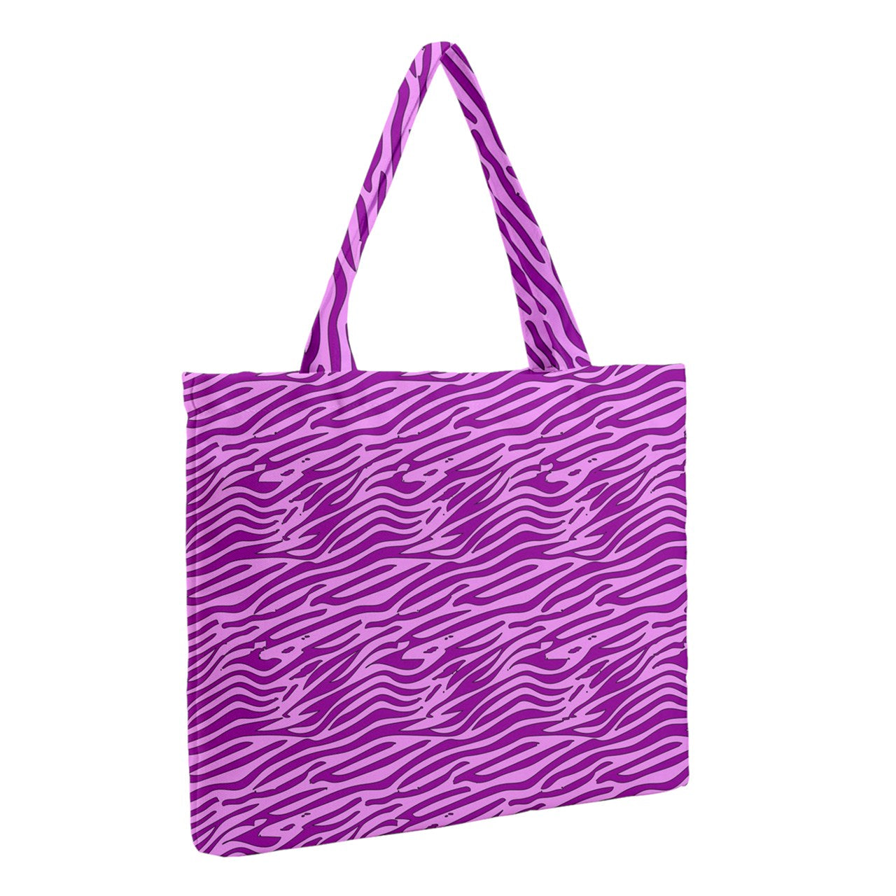 Zipper Medium Tote Bag Pink and Purple Stripes