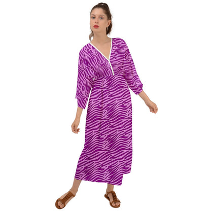 Grecian Style Maxi Dress Pink and Purple Stripes