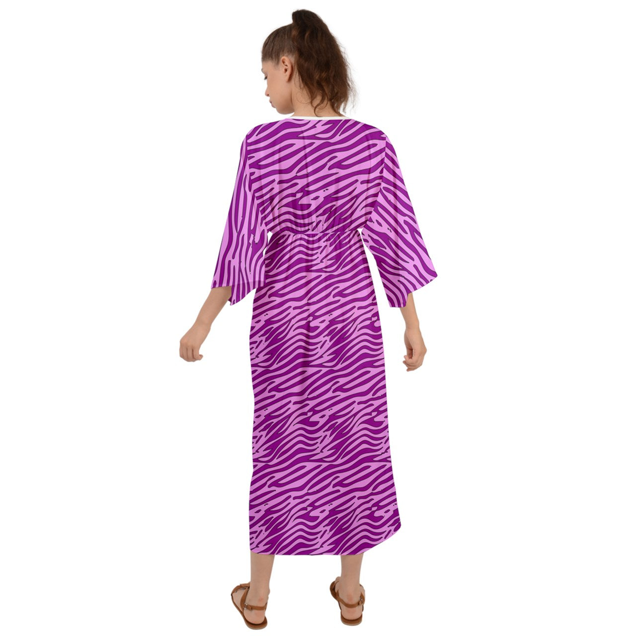 Grecian Style Maxi Dress Pink and Purple Stripes