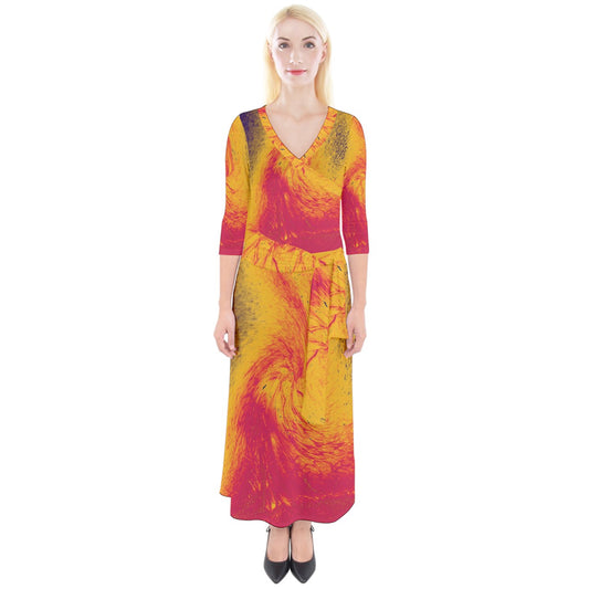 Quarter Sleeve Wrap Maxi Dress Pele's Fire