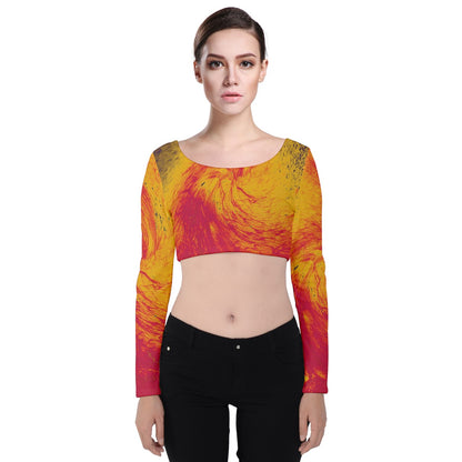 Velvet Long Sleeve Crop Top Pele's Fire
