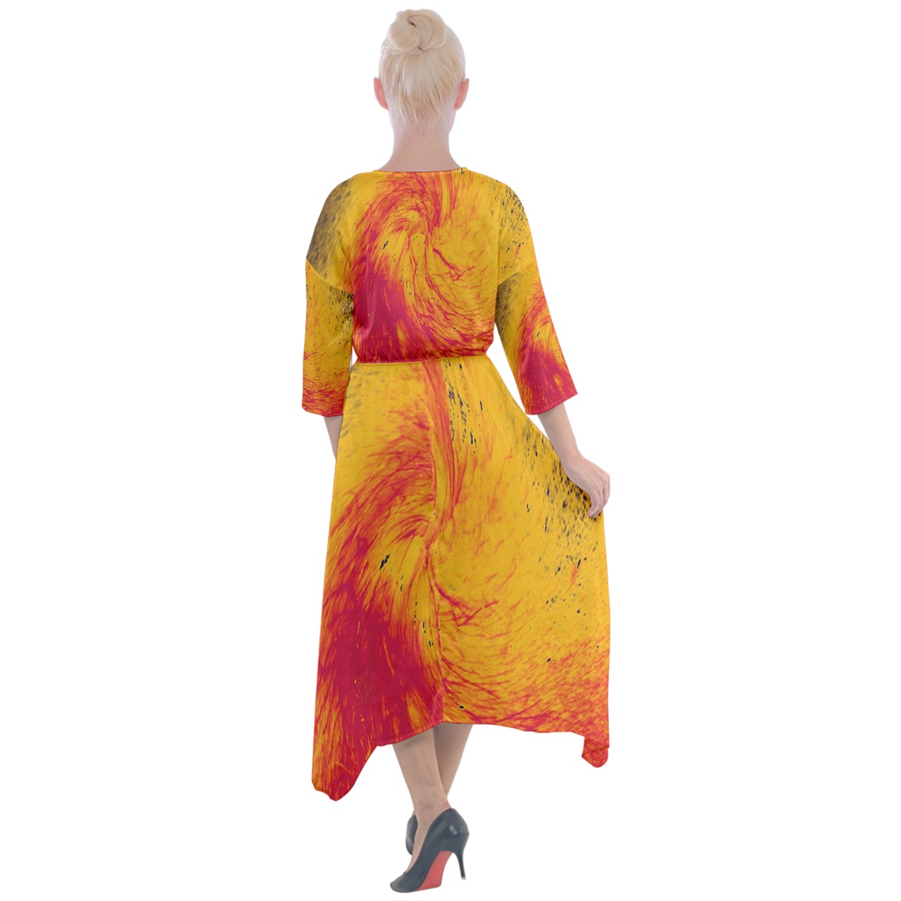 Quarter Sleeve Wrap Front Maxi Dress Pele's Fire