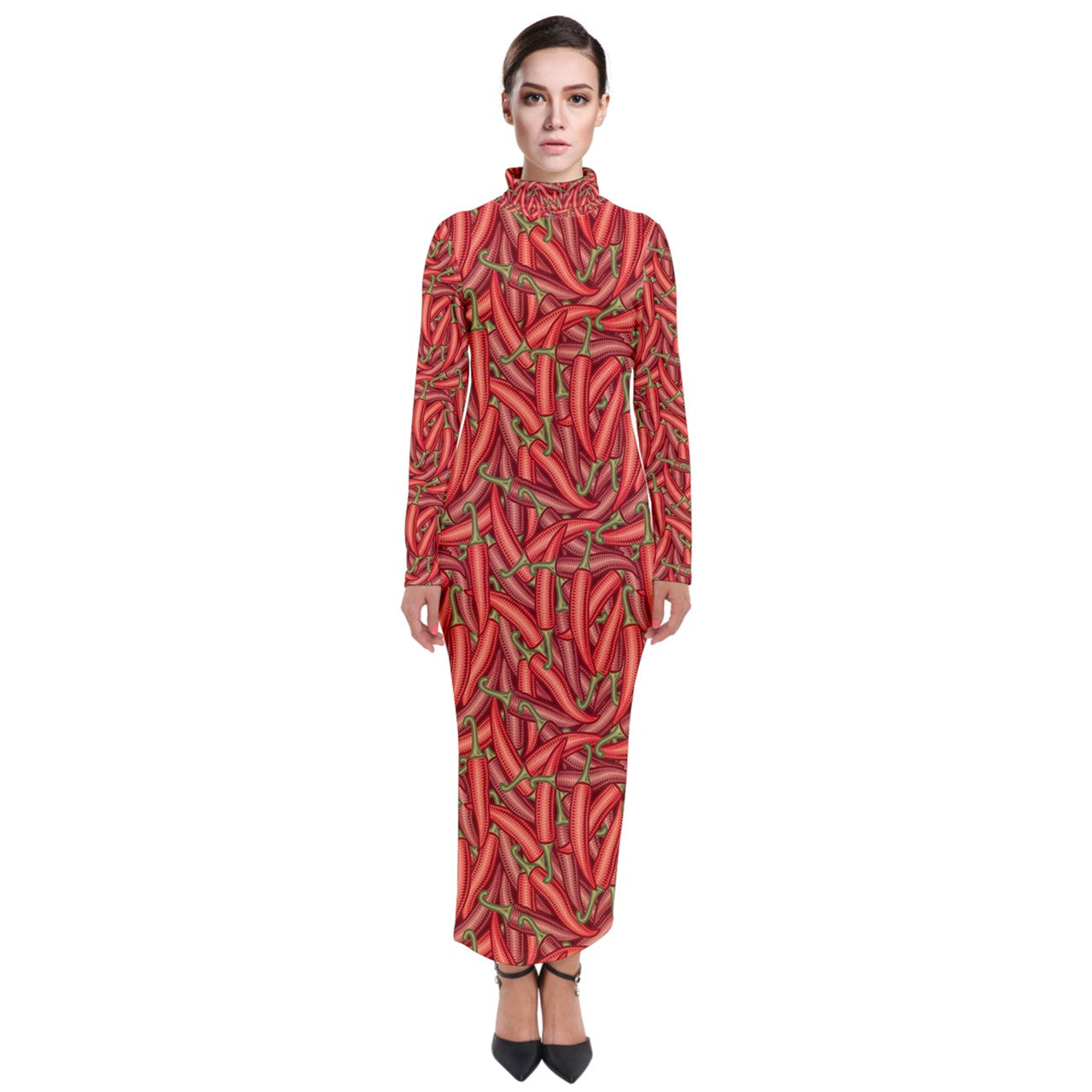 Turtleneck Maxi Dress Chili Pepper