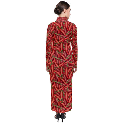 Turtleneck Maxi Dress Chili Pepper