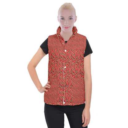 Women's Button Up Vest Chili Pepper 3XL