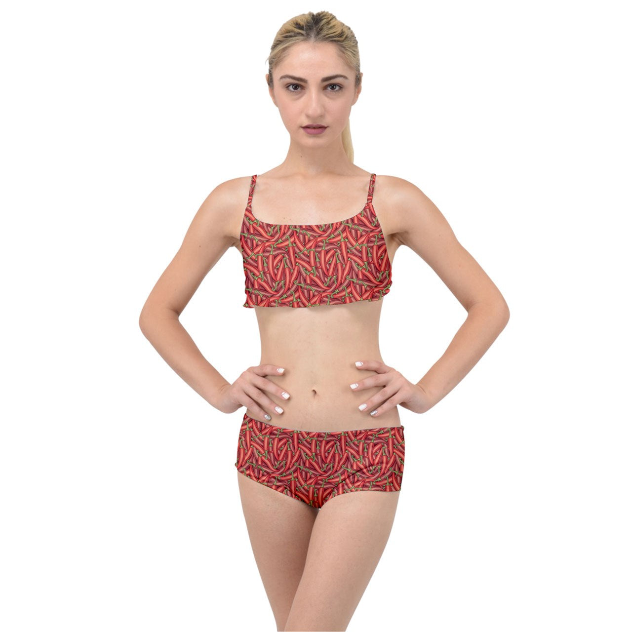 Layered Top Bikini Set Chili Pepper