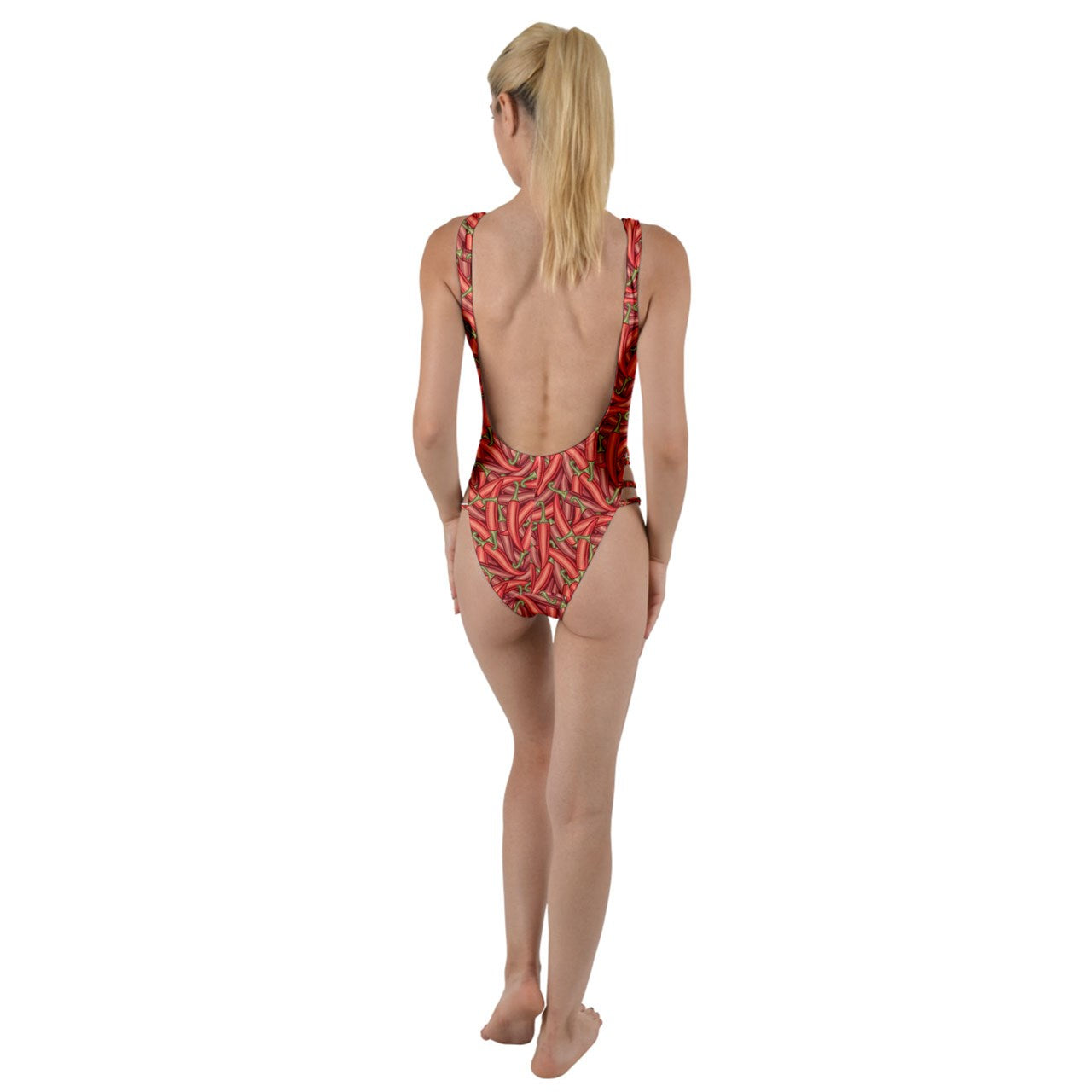 High Leg Strappy Swimsuit Chili Pepper