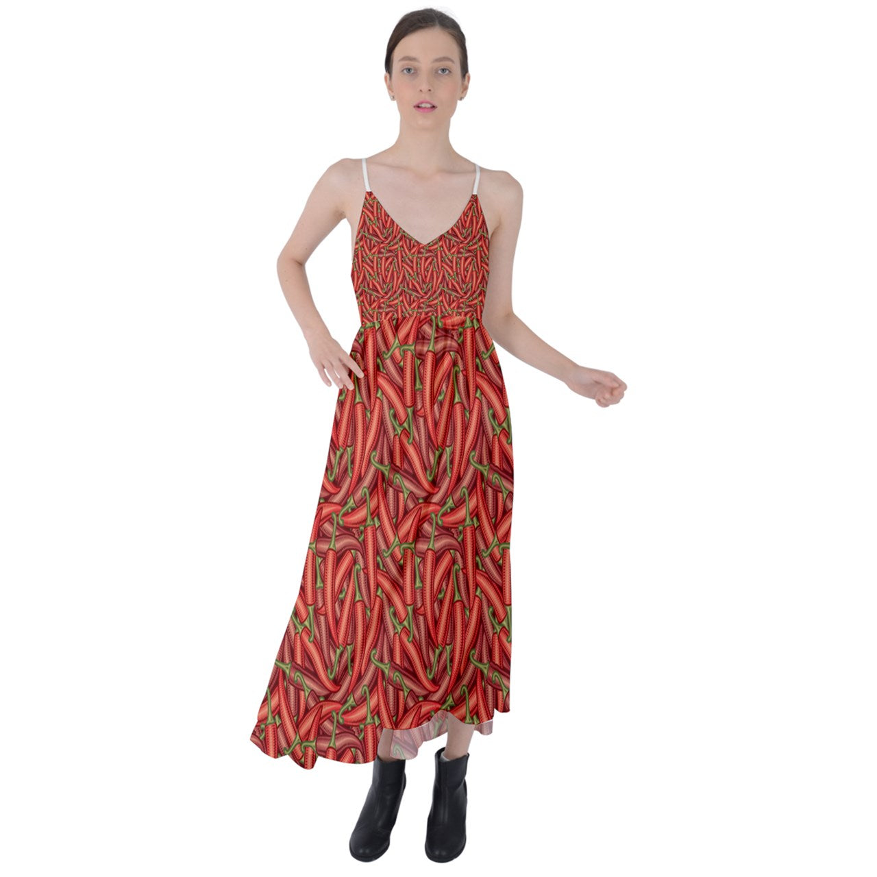 Tie Back Maxi Dress   Chili Pepper