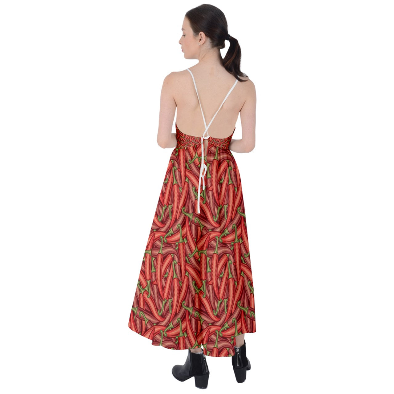 Tie Back Maxi Dress   Chili Pepper