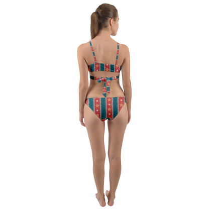 American Dream Stripes Wrap Around Bikini Set